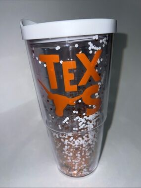 Mary Square Texas Longhorns Orange & White Glitter Tumbler with Lid
